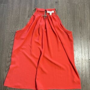 Michael Kors Orange Top with Gold Chain Accent